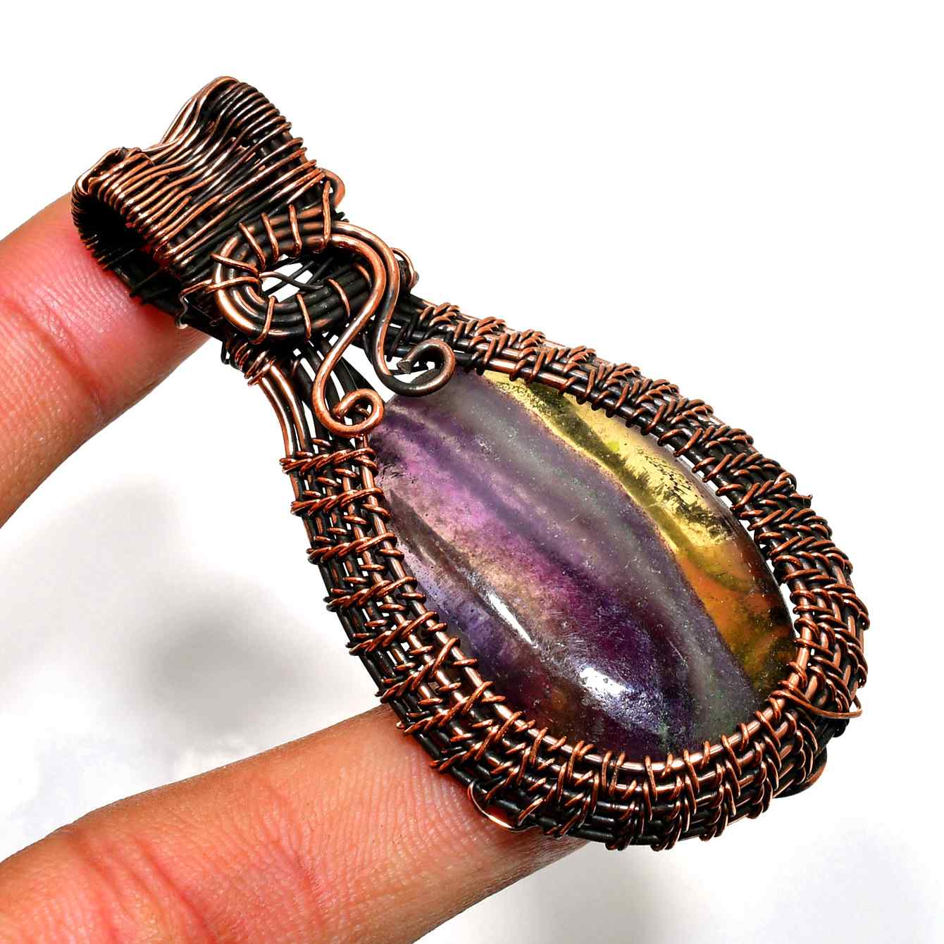 Ezra’s Veil – Mystic Amethyst & Copper Pendant