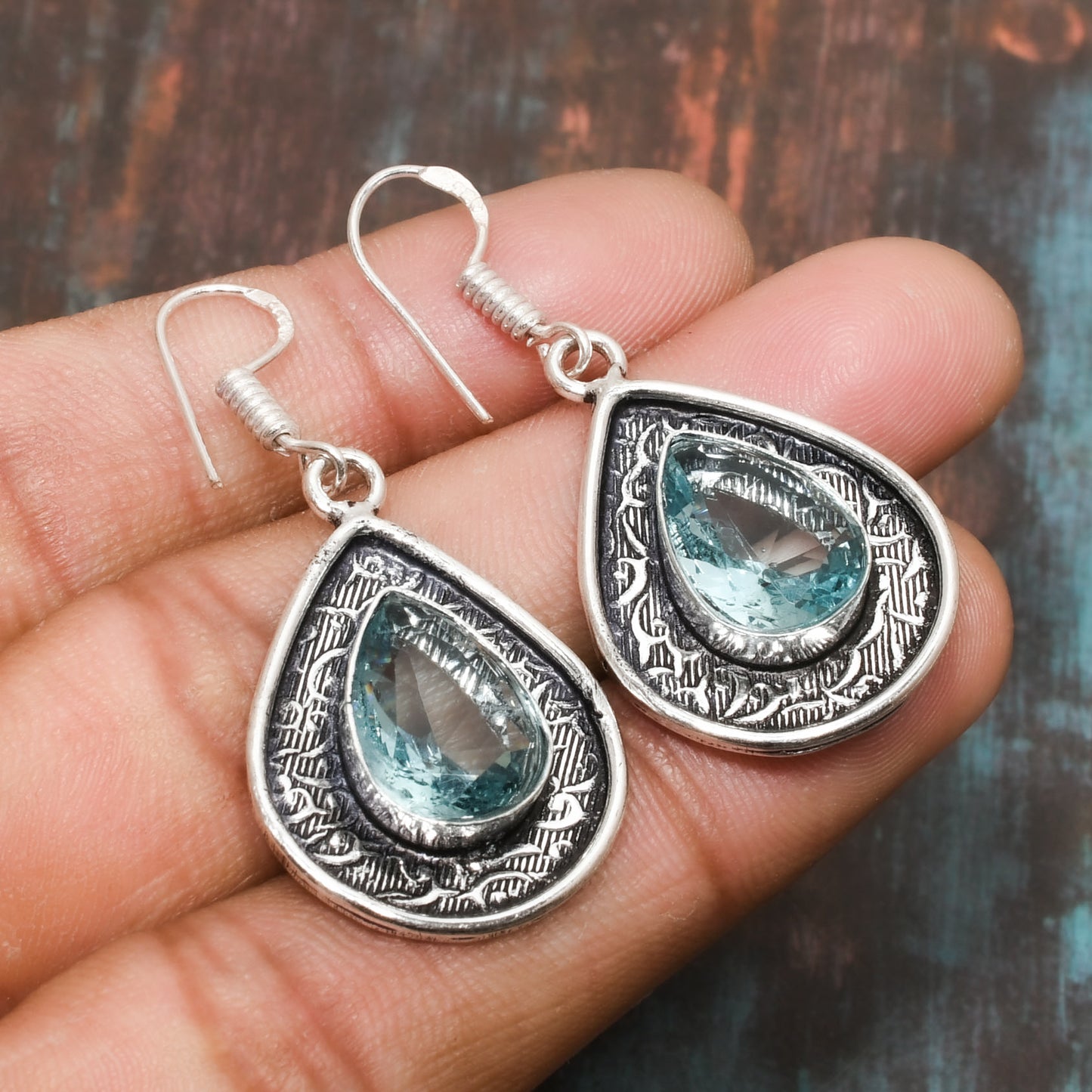 Ocean’s Embrace – Aquamarine Silver Earrings