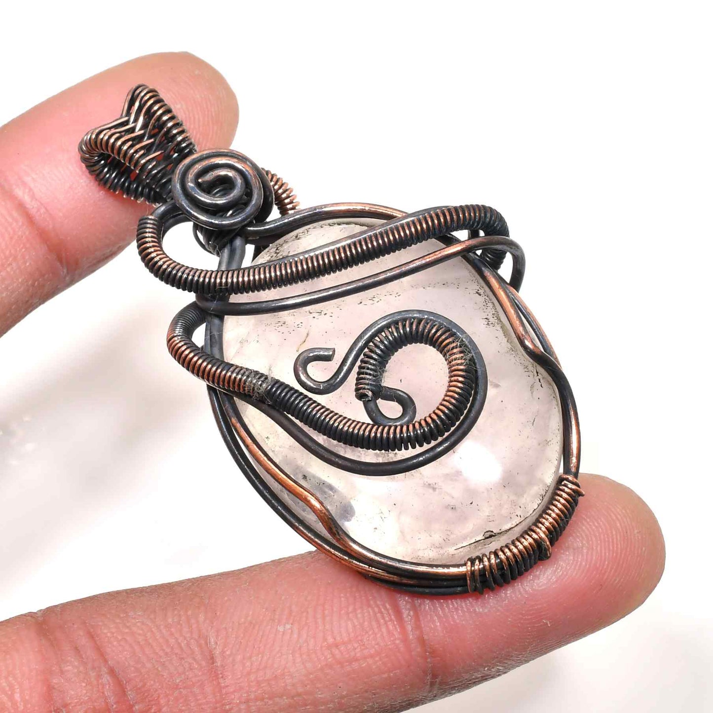 Serpent’s Embrace – Clear Quartz Copper Pendant