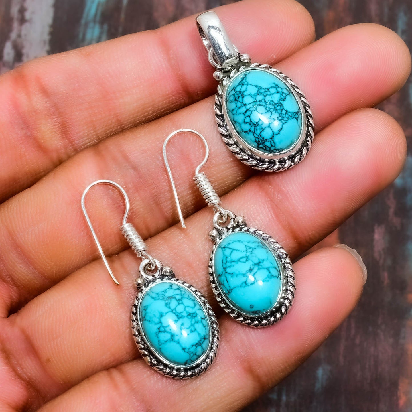 Turquoise Tranquility – Silver Filigree Set