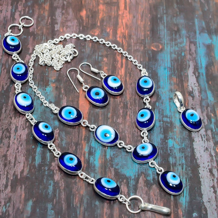 Guardian’s Eye – Blue Glass Evil Eye Jewelry Set