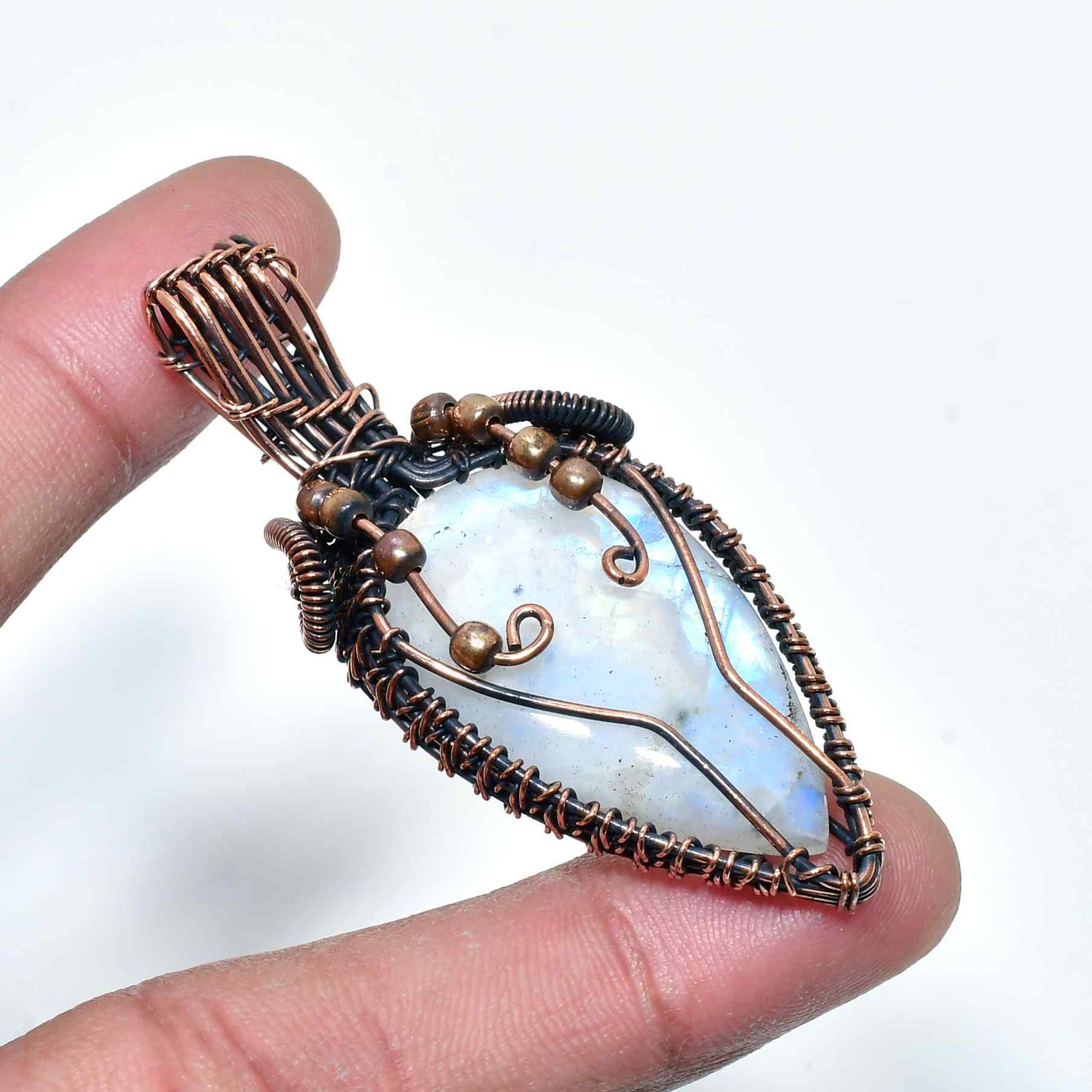 Ember’s Spirit – Moonstone Copper Pendant