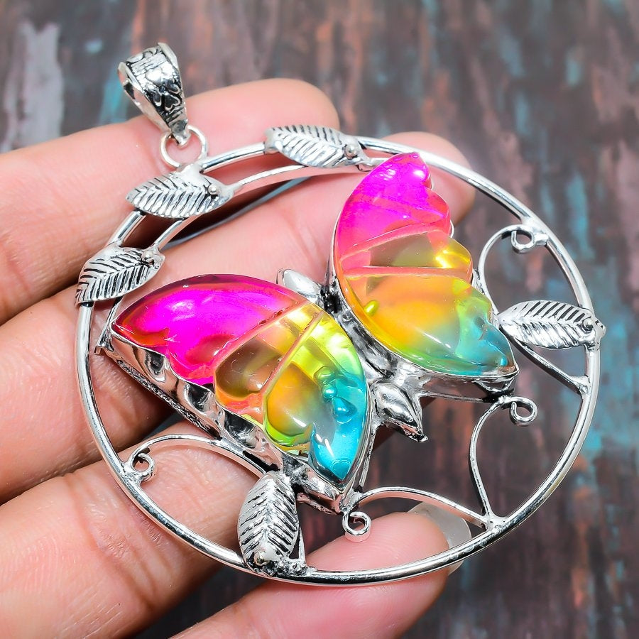 Celeste’s Flight – Opal Glass Butterfly Pendant