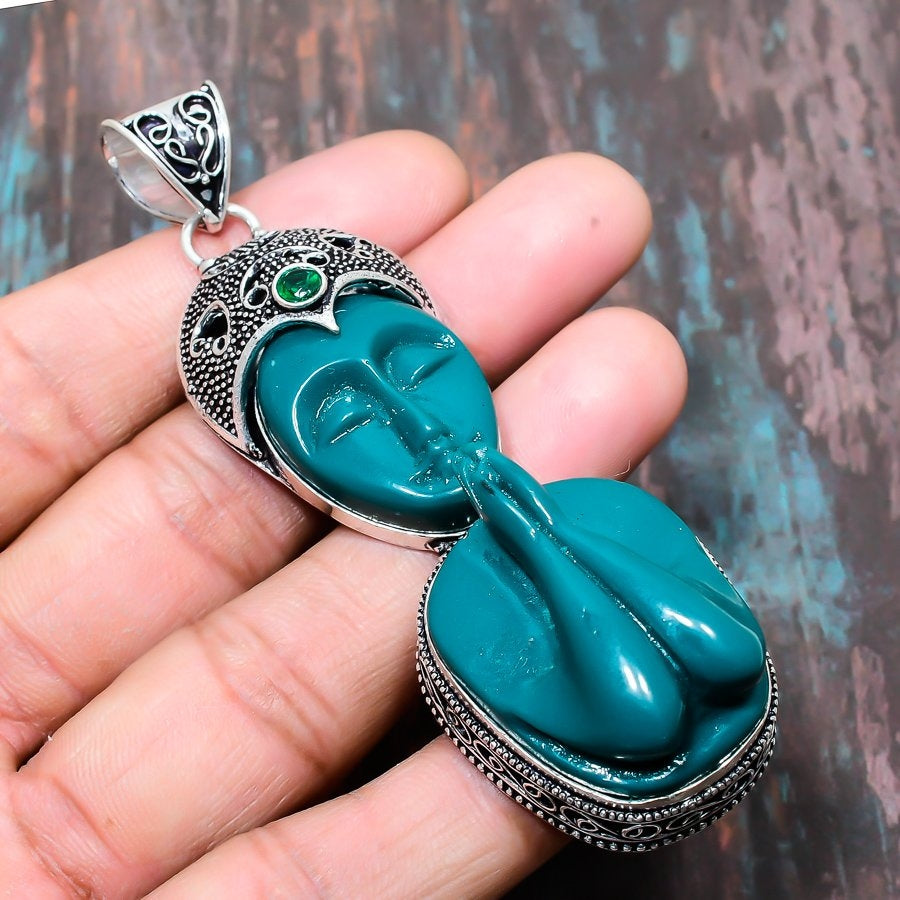 Tranquil Goddess – Teal Stone Silver Pendant