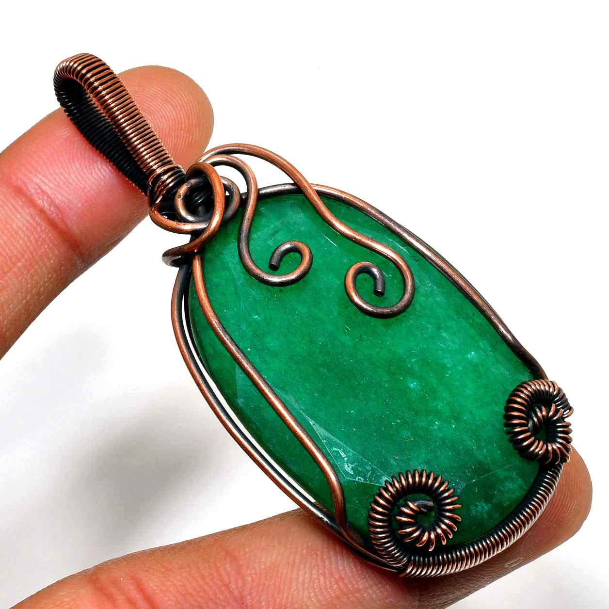 Abundance Bloom – Green Aventurine Copper Pendant