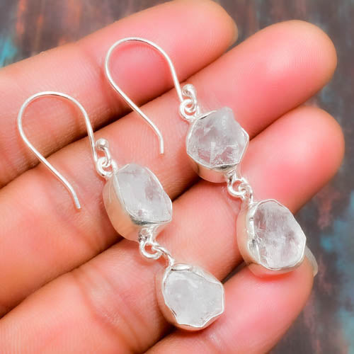 Clarity Cascade – Handcrafted Clear Quartz Drop Earrings