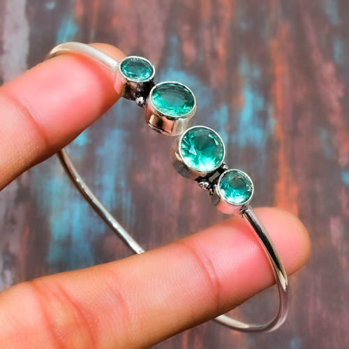 Tranquil Tide – Teal Gemstone Sterling Silver Bracelet