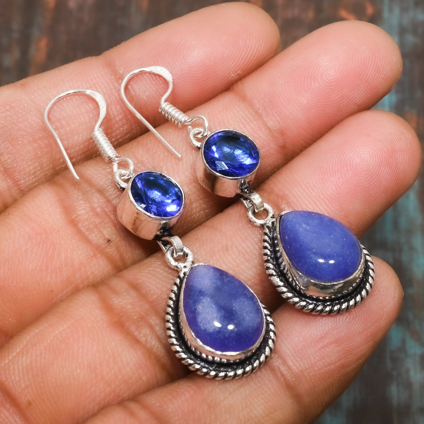 Tranquil Embrace – Amethyst & Blue Spinel Earrings