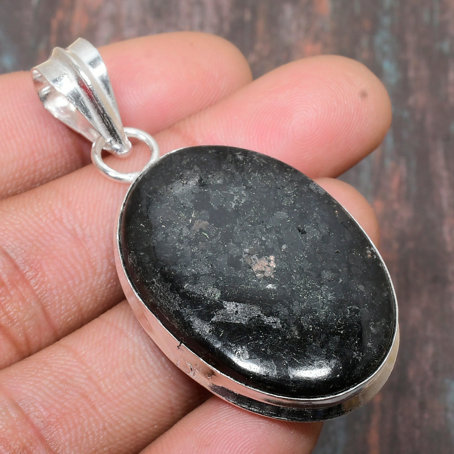 Ebon Shield – Black Tourmaline Silver Pendant