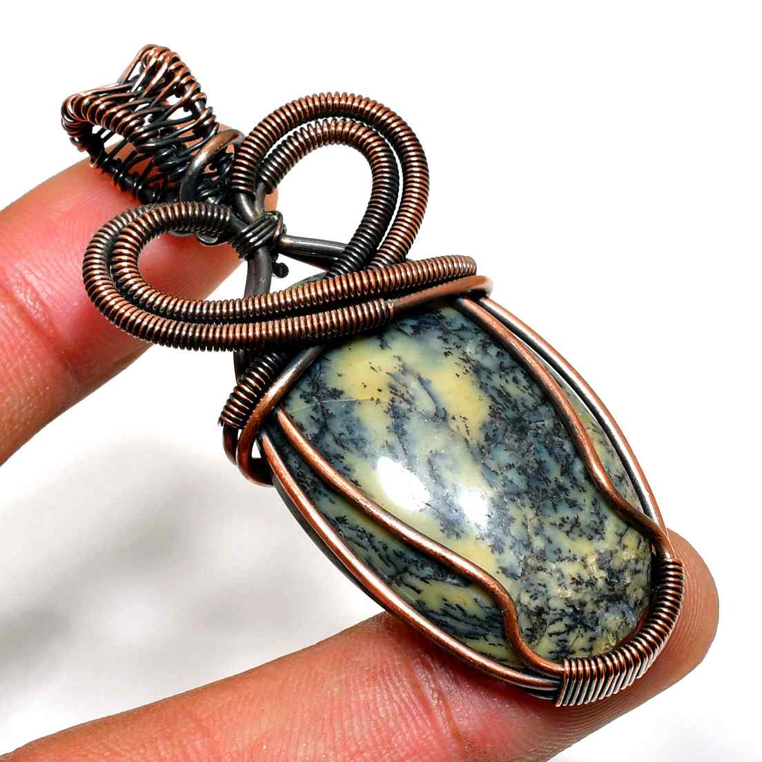 Terra’s Harmony – Natural Stone Copper Pendant