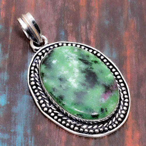 Serenity’s Embrace – Sterling Silver Ruby Zoisite Pendant