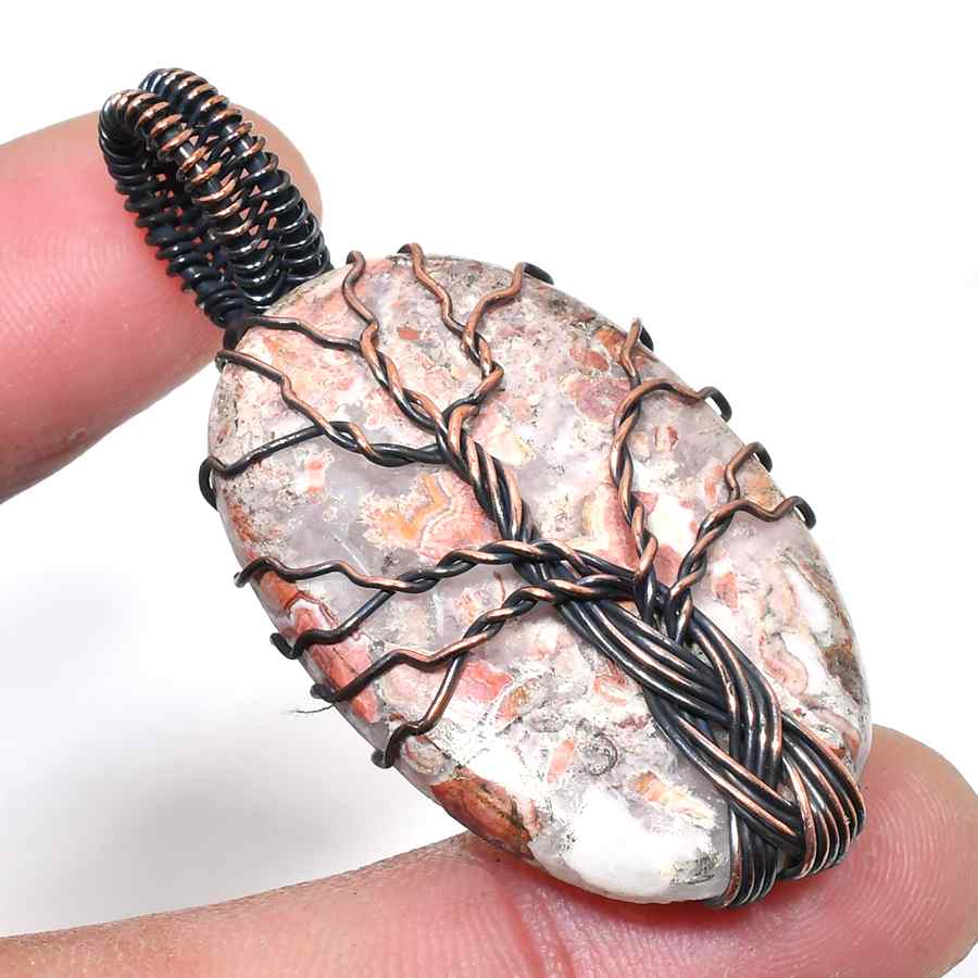 Ember’s Grace – Copper-Wrapped Natural Stone Pendant