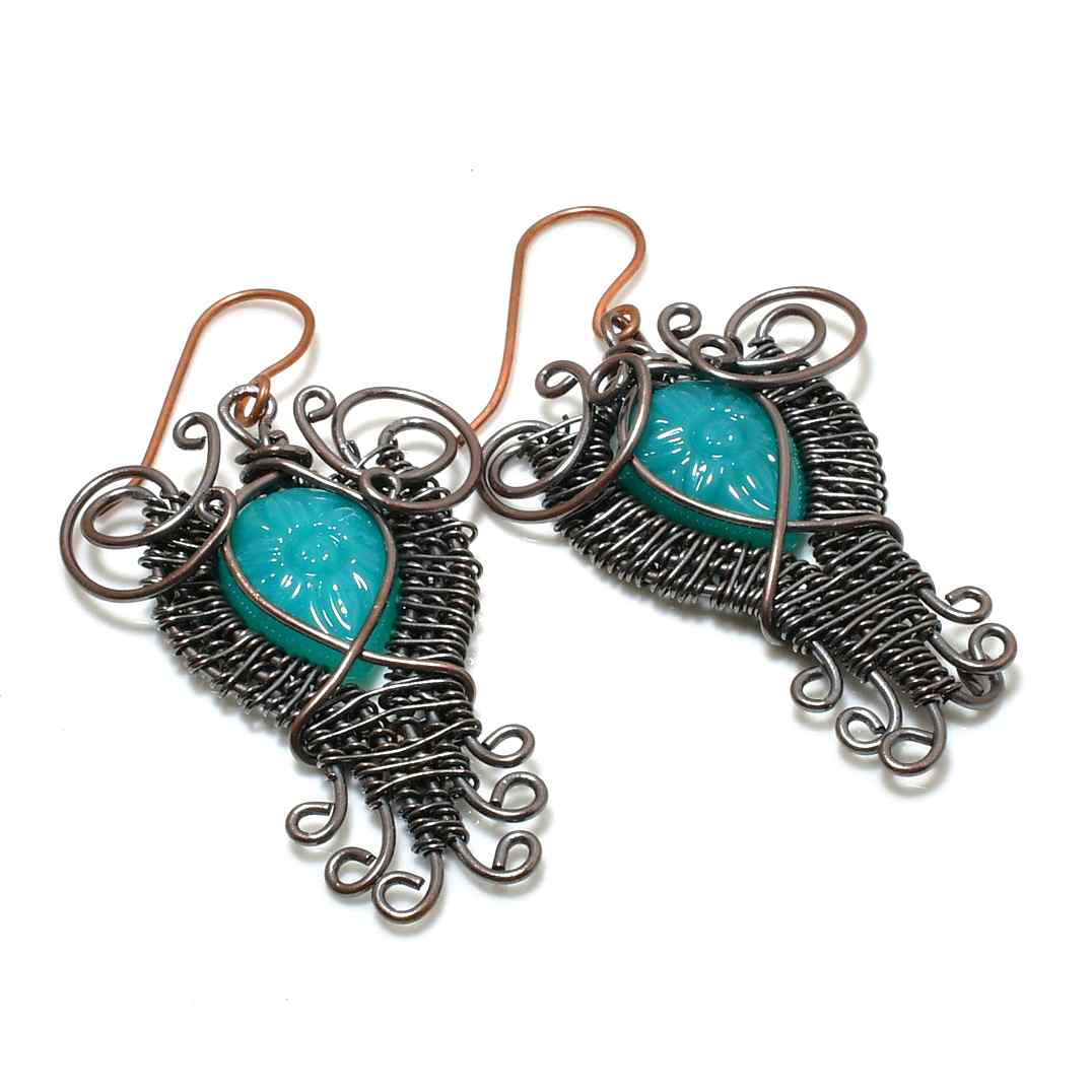 Guardian Skies – Turquoise & Oxidized Copper Earrings