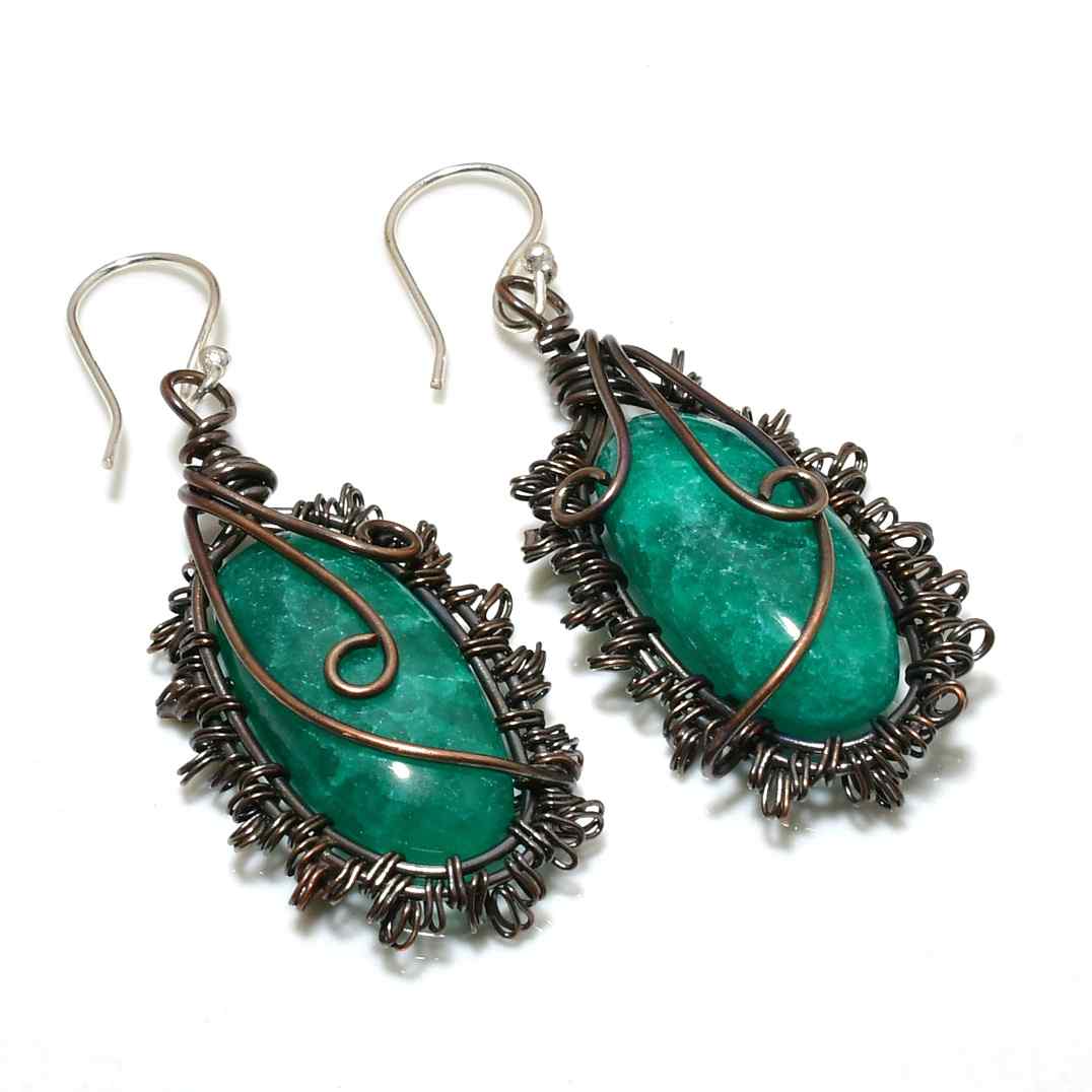 Earth’s Whisper – Green Aventurine & Copper Earrings