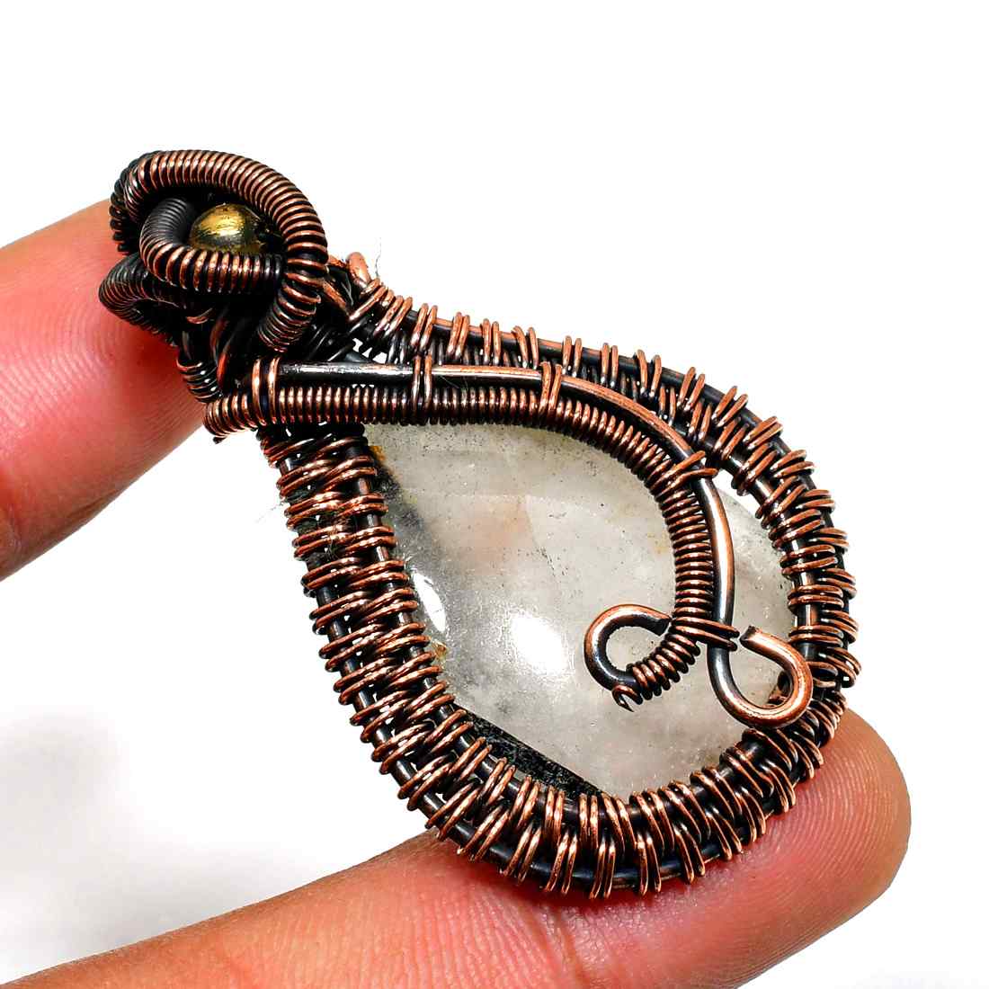 Luna’s Embrace – Copper Wrapped Moonstone Pendant