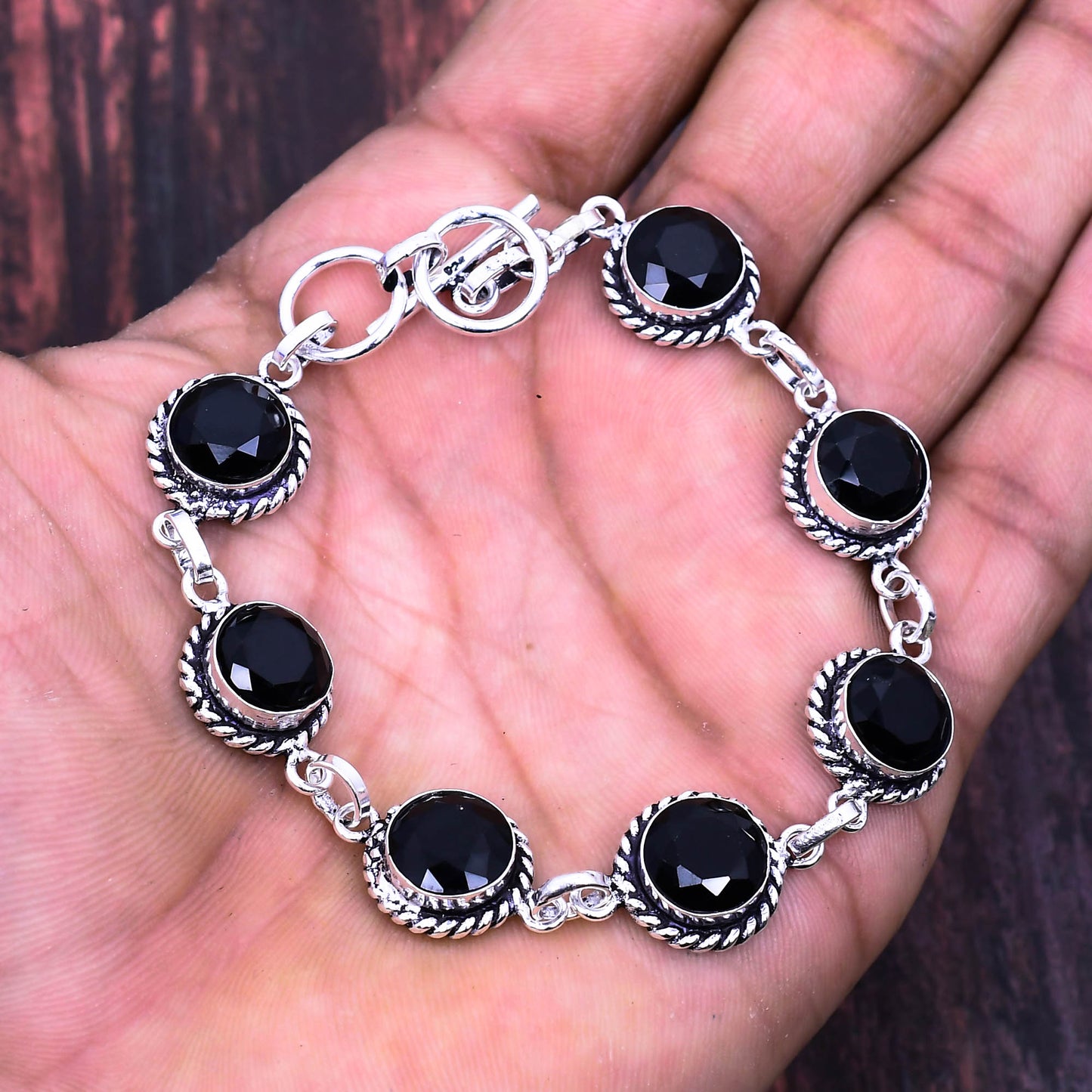 Obsidian Eclipse – Black Onyx Sterling Silver Bracelet