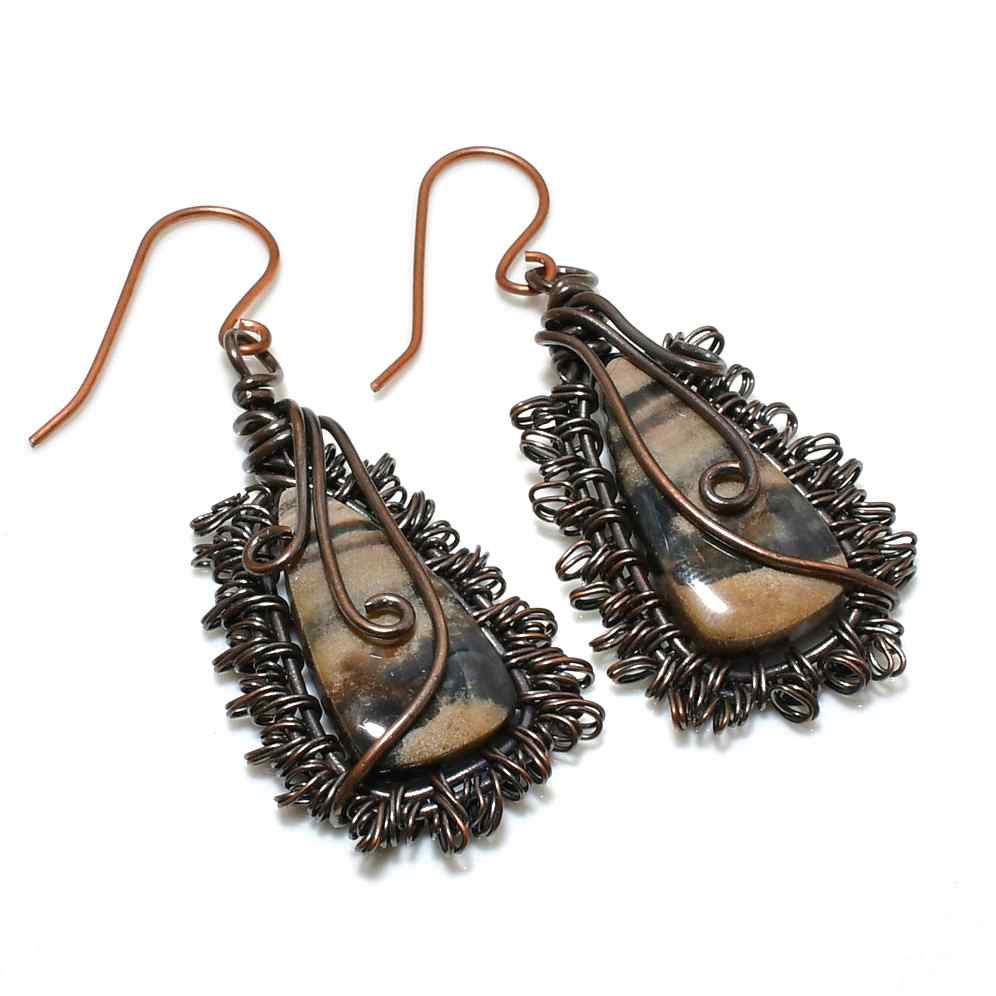 Ember’s Grace – Jasper & Oxidized Copper Earrings