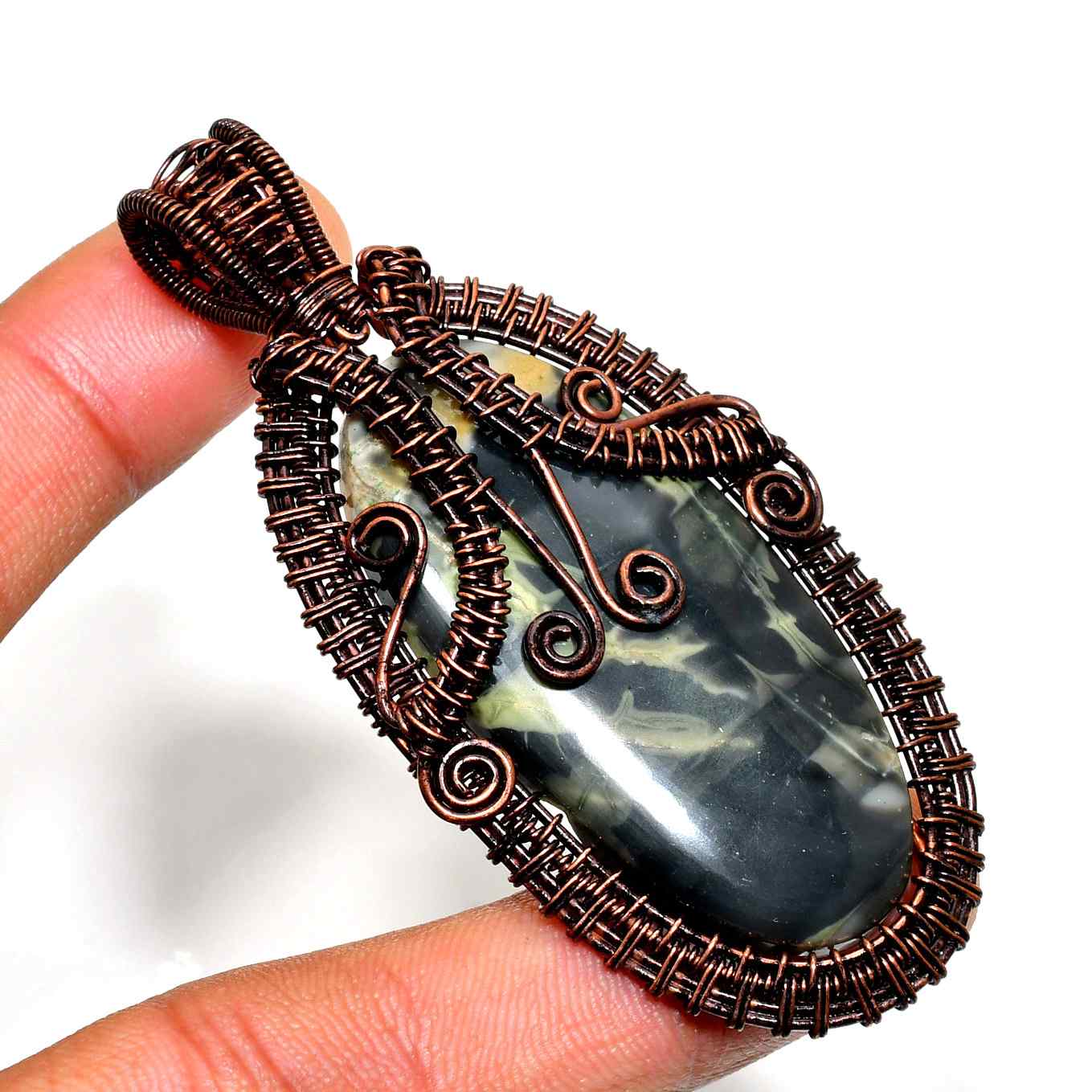 Sylvan Whisper – Moss Agate Copper Pendant