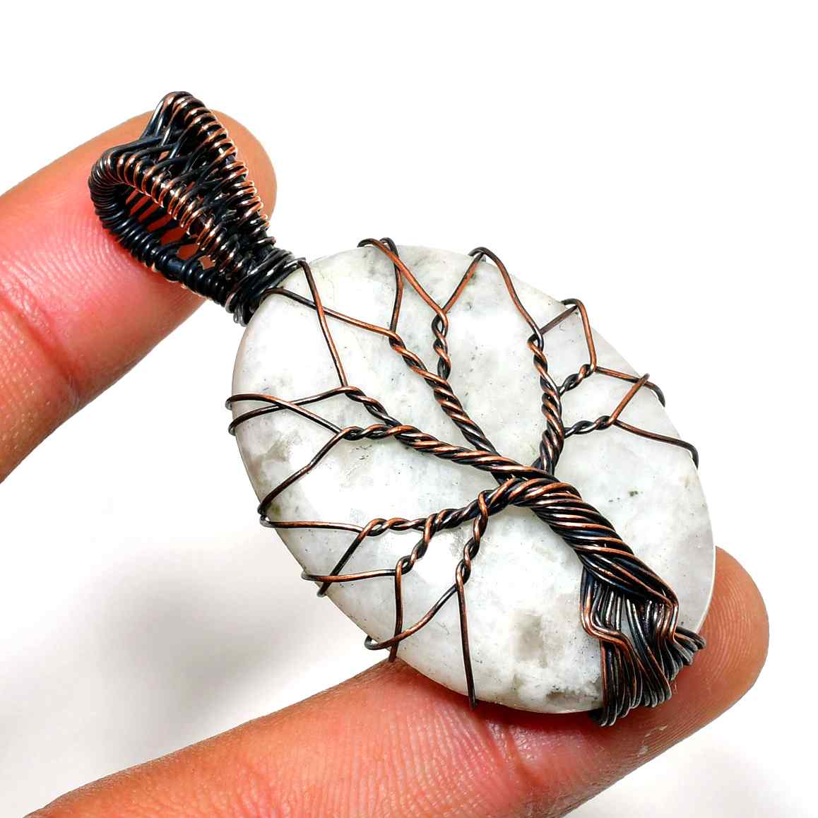Serene Arbor – White Stone Tree of Life Pendant