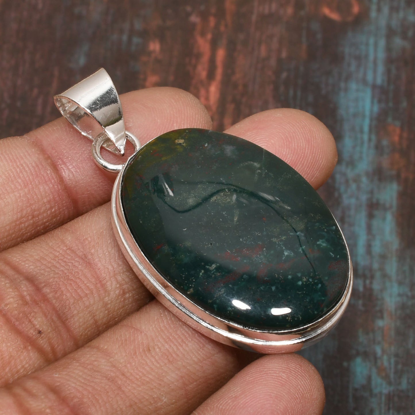 Ember’s Grace – Bloodstone Sterling Silver Pendant