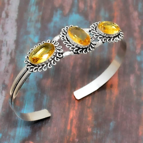 Aurora’s Radiance – Citrine Silver Filigree Cuff
