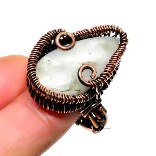 Luna’s Whisper – Oxidized Copper Moonstone Ring