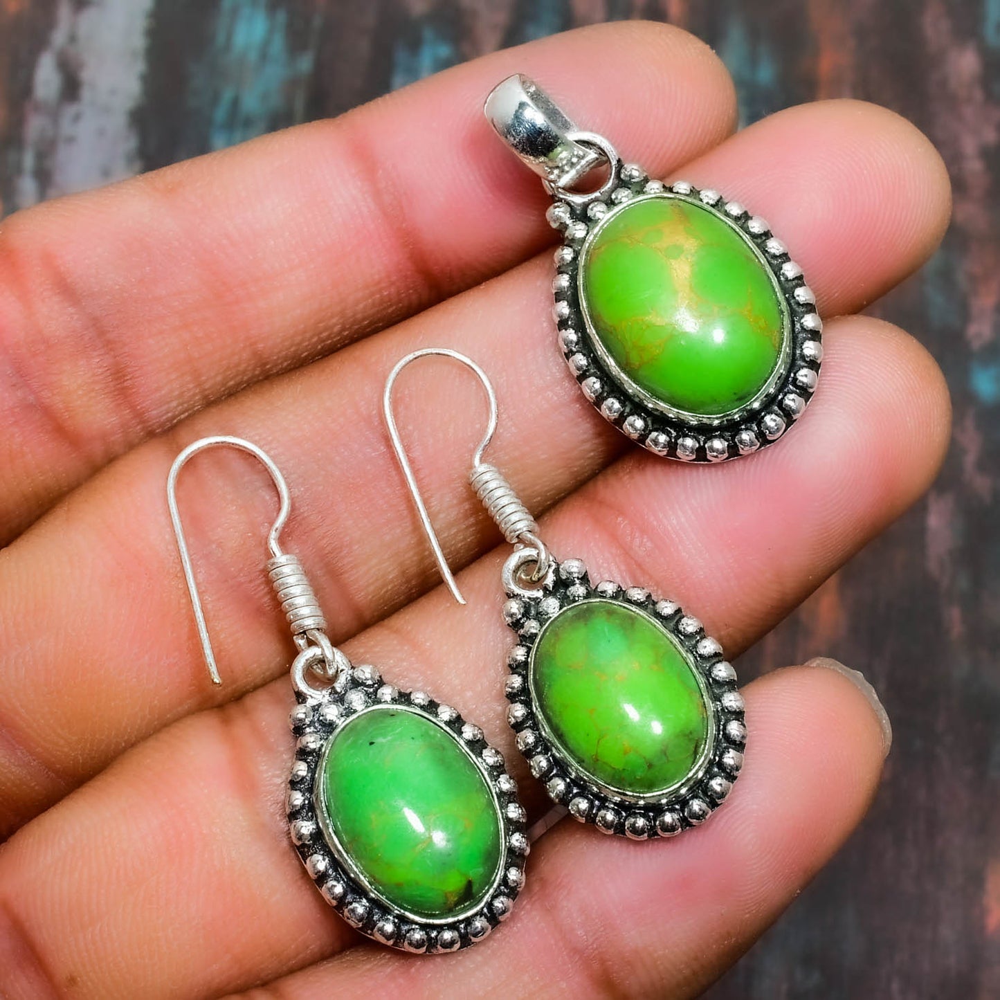 Ember’s Glow – Turquoise & Sterling Silver Jewelry Set