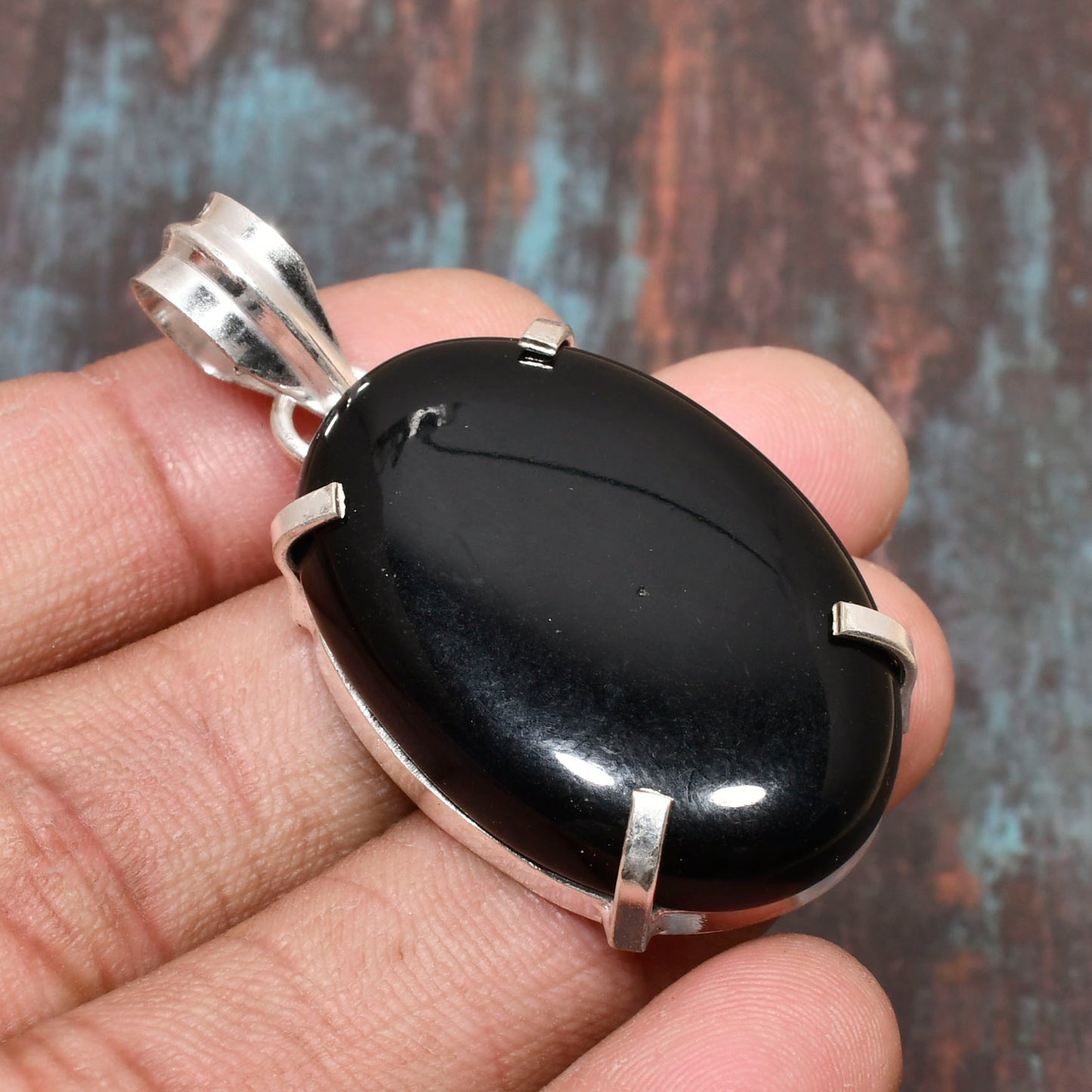 Obsidian Aegis – Silver-Set Pendant