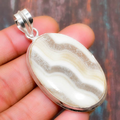 Serenity Layers – Sterling Silver Agate Pendant