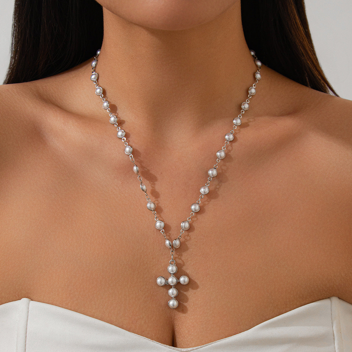 Cross My Heart Pearl Necklace