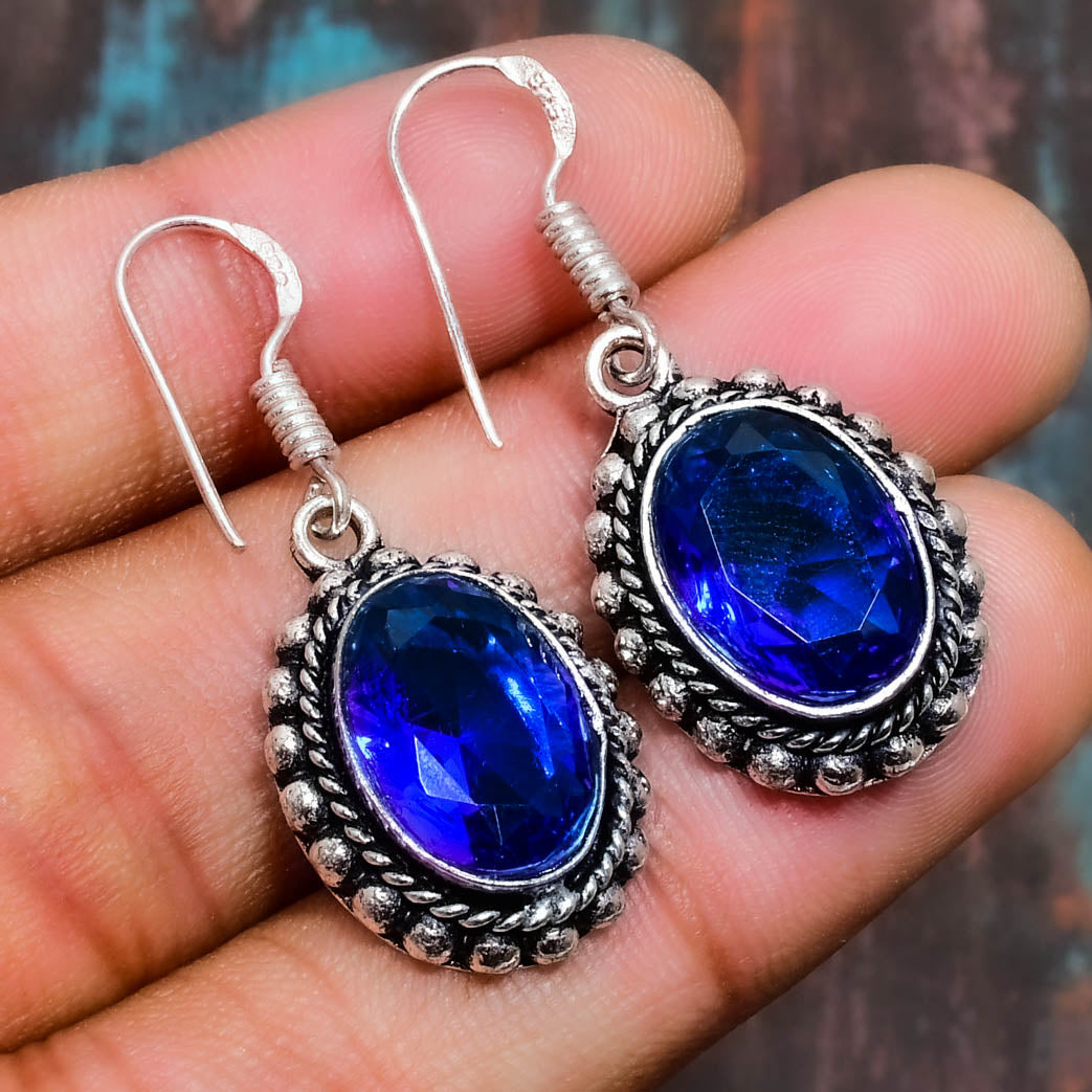 Azure Aura – Sterling Silver Sapphire Earrings