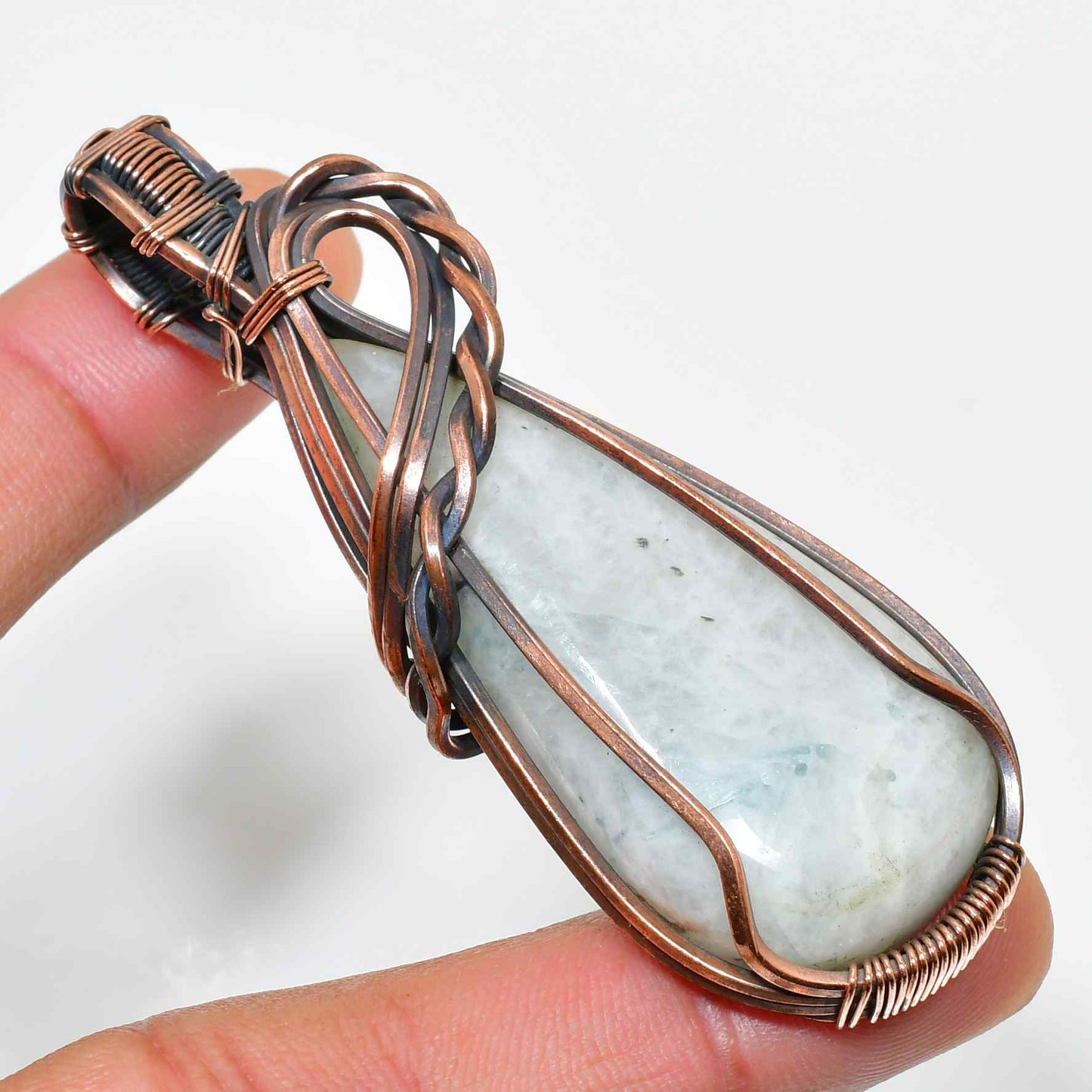 Ezra’s Veil – Quartz & Oxidized Copper Pendant