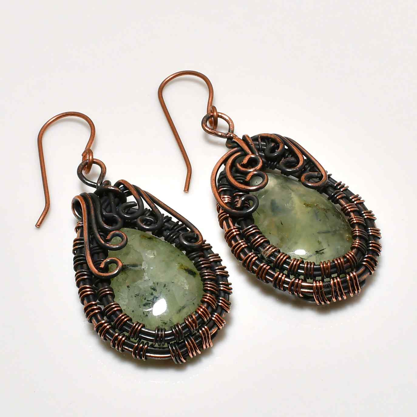 Ember’s Whisper – Tourmalinated Quartz Copper Earrings