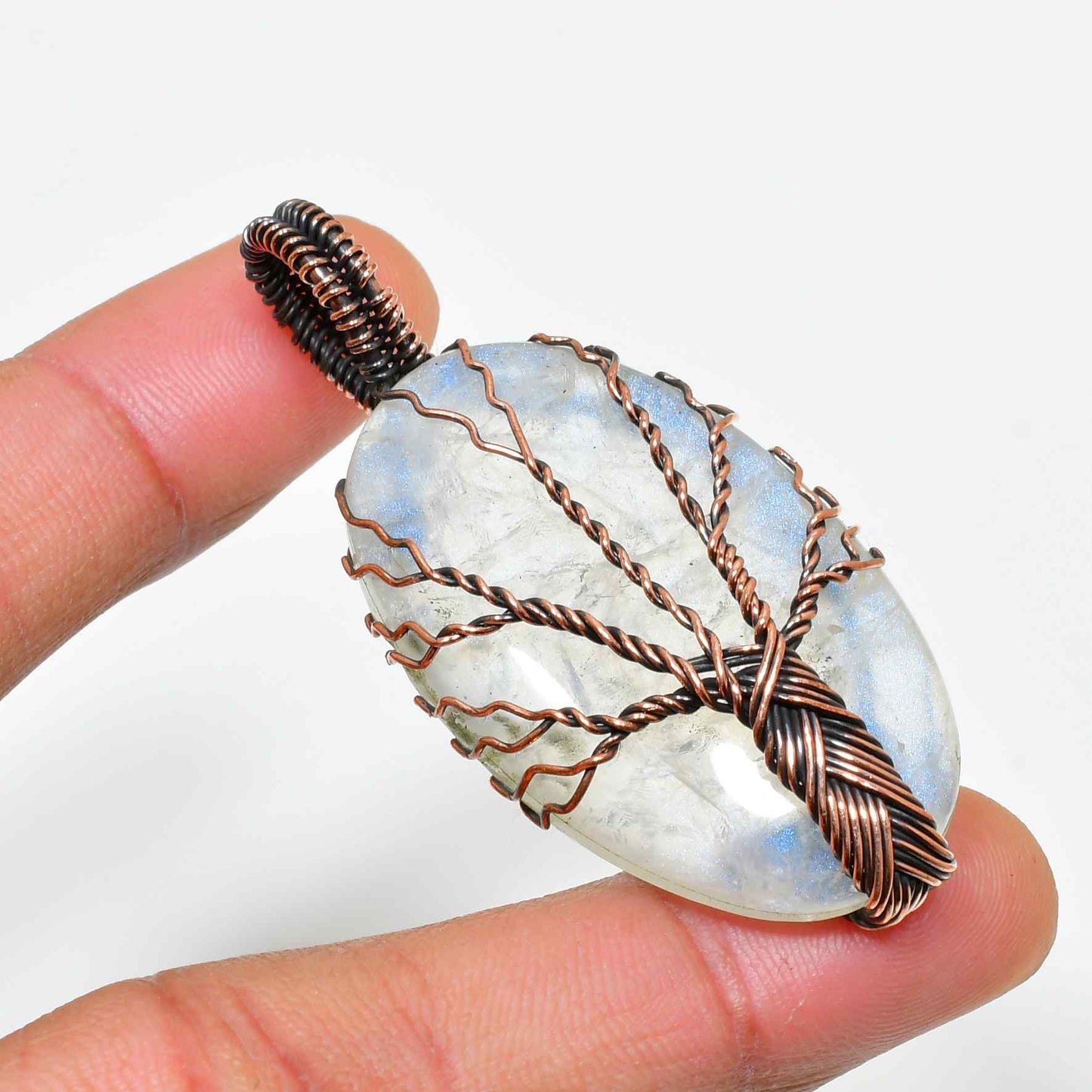 Luna’s Grove – Copper Moonstone Pendant
