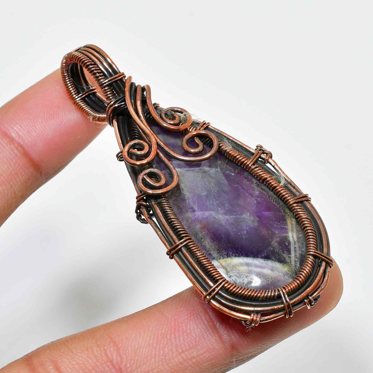 Ezra’s Veil – Handcrafted Amethyst & Copper Pendant