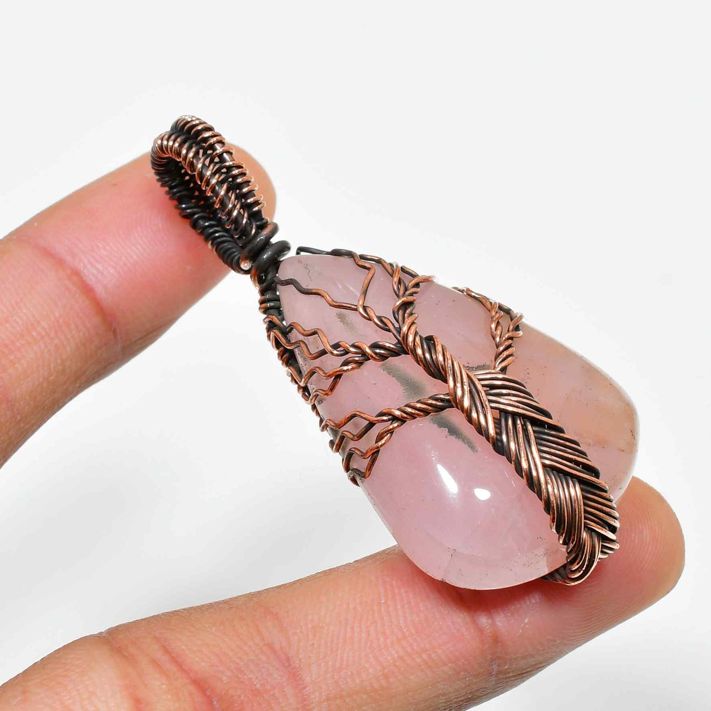 Seraphina’s Heart – Rose Quartz Copper Pendant