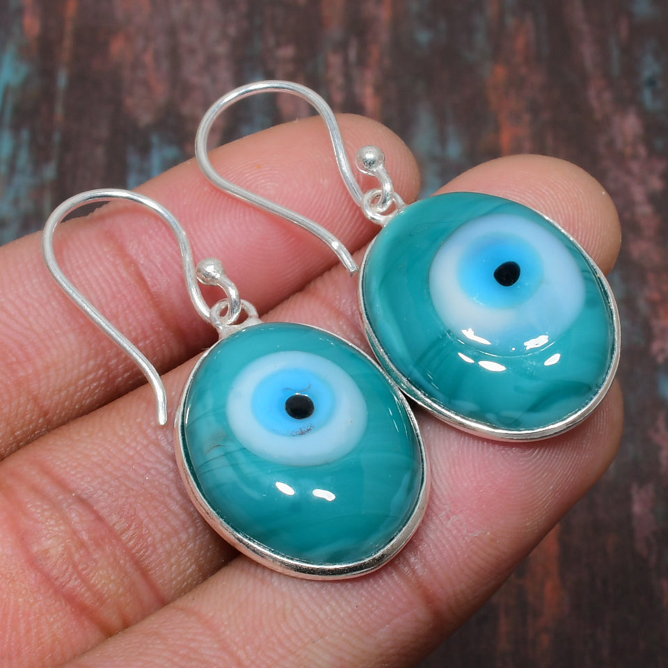 Serenity’s Eye – Sterling Silver Turquoise Evil Eye Earrings