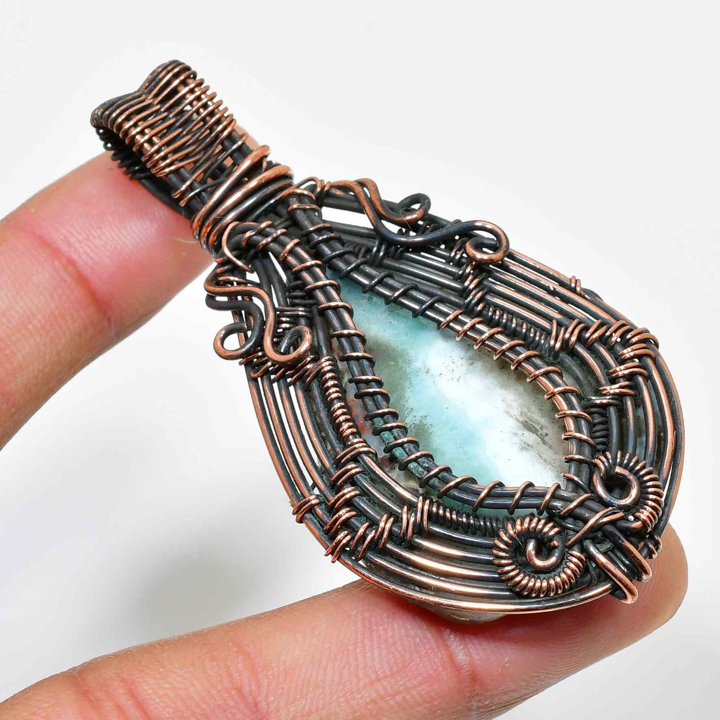 Luna’s Luster – Oxidized Copper Labradorite Pendant