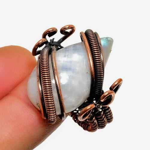 Moonlit Whisper – Oxidized Copper Moonstone Pendant