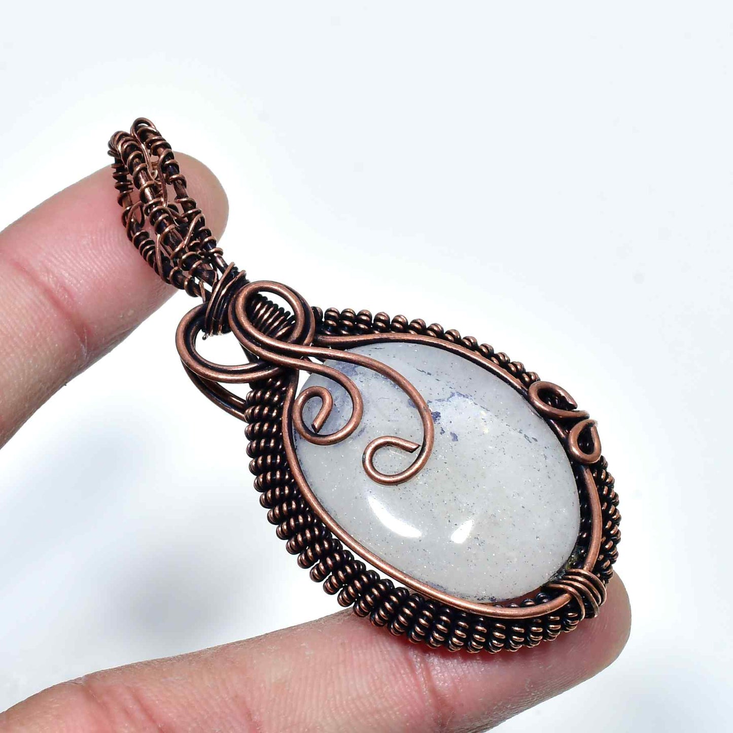Celestial Harmony – Copper Moonstone Pendant