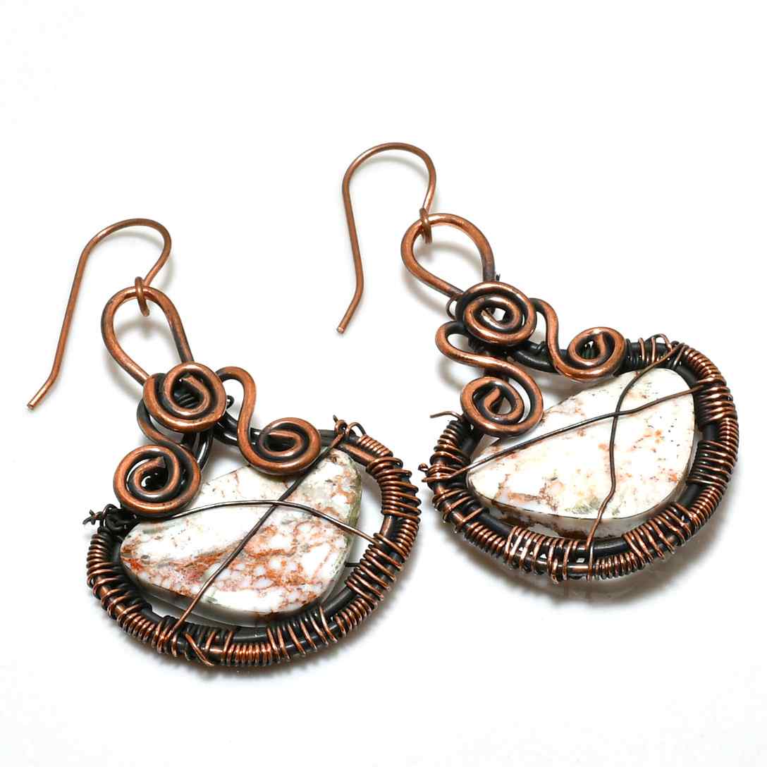 Gaia’s Embrace – Copper-Wrapped Stone Earrings