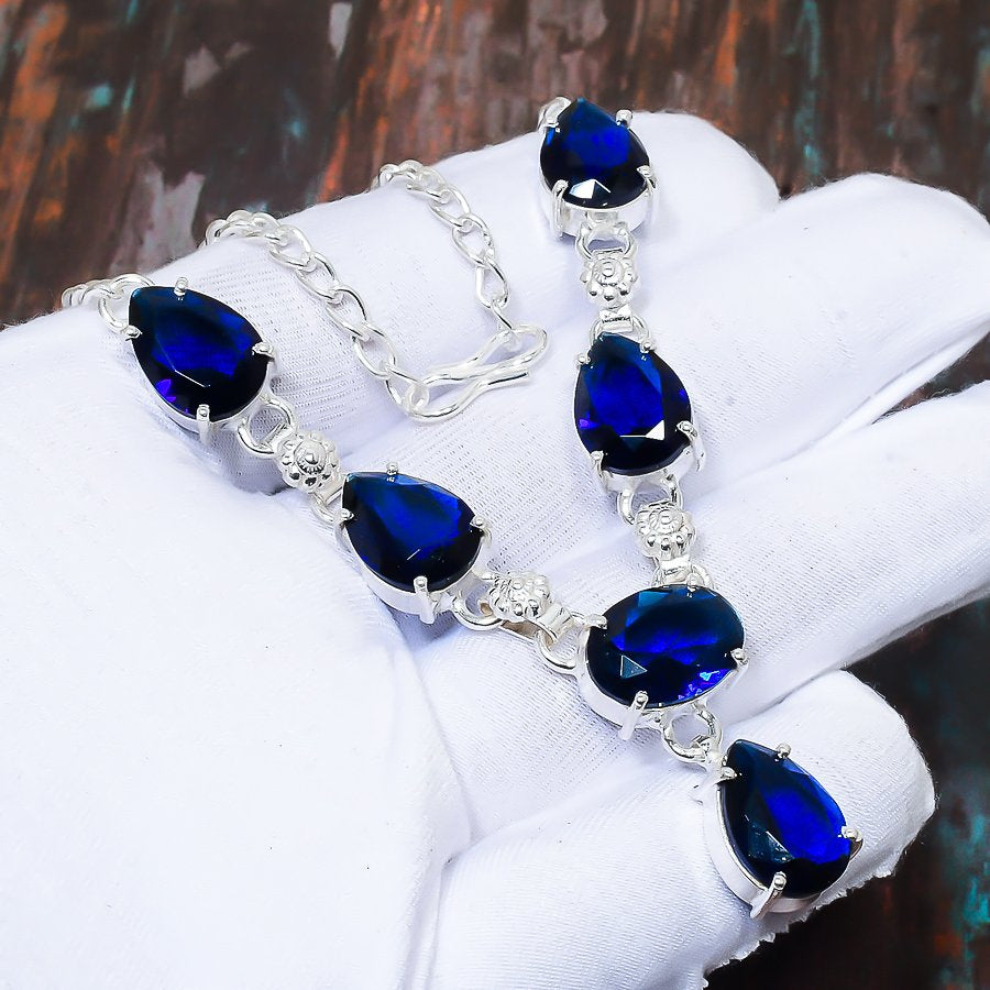 Midnight Muse – Blue Crystal Silver Bracelet