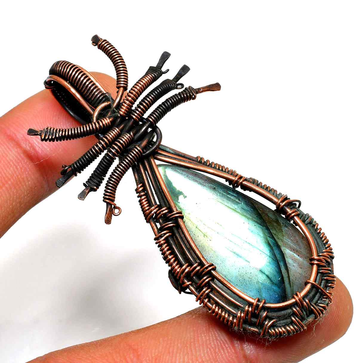 Ember’s Glow – Labradorite Copper Pendant