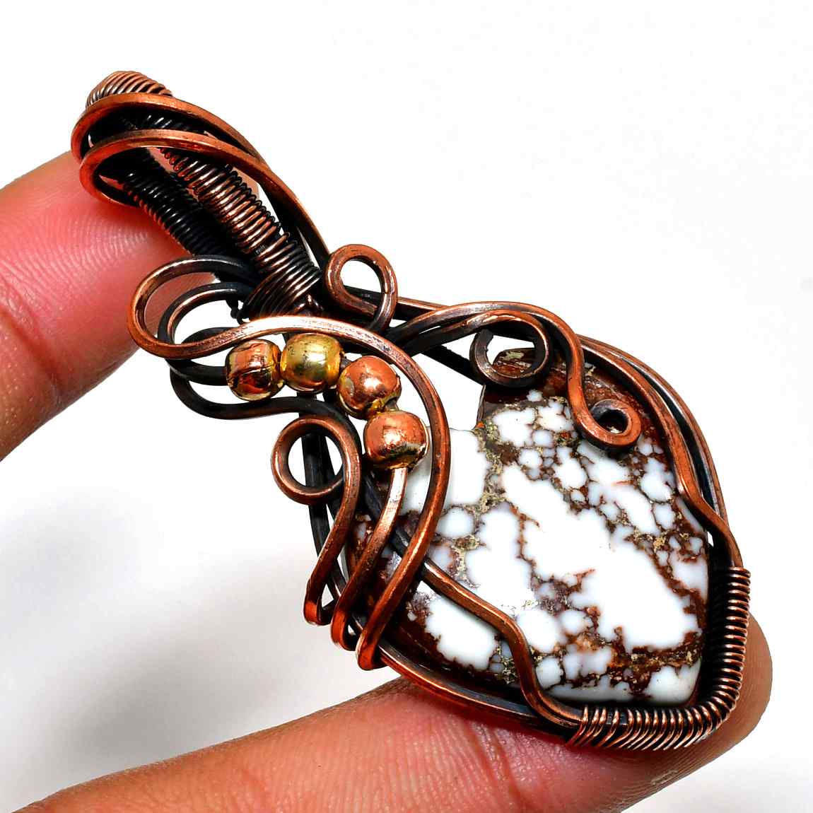 Terra Balance – Copper-Wrapped Stone Pendant