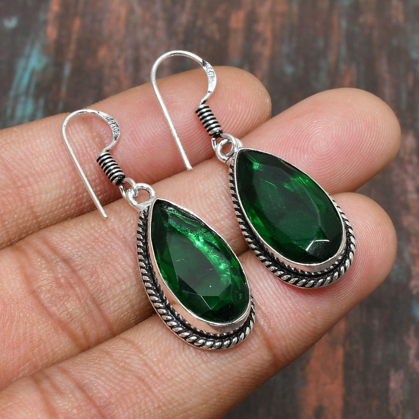 Gaia’s Balance – Green Onyx Silver Earrings