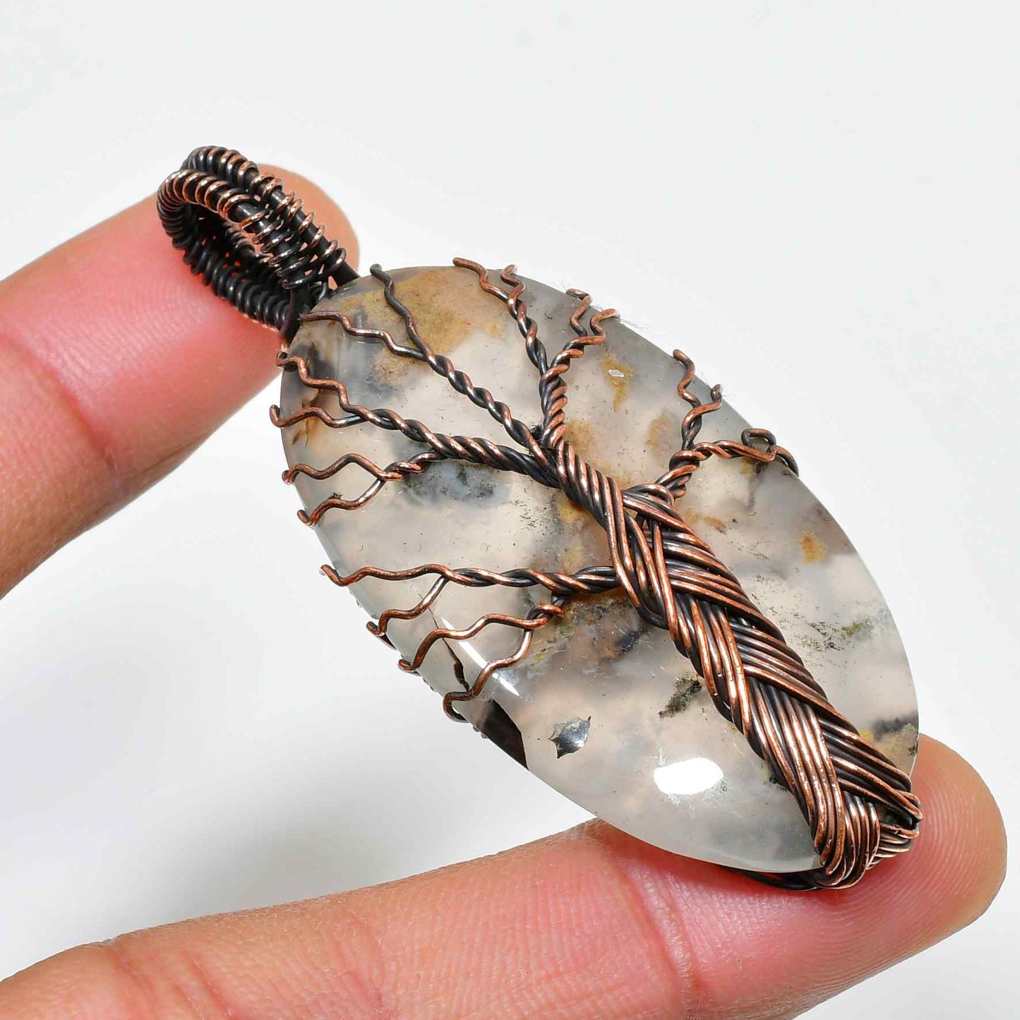 Gaia’s Arbor – Agate Copper Tree of Life Pendant