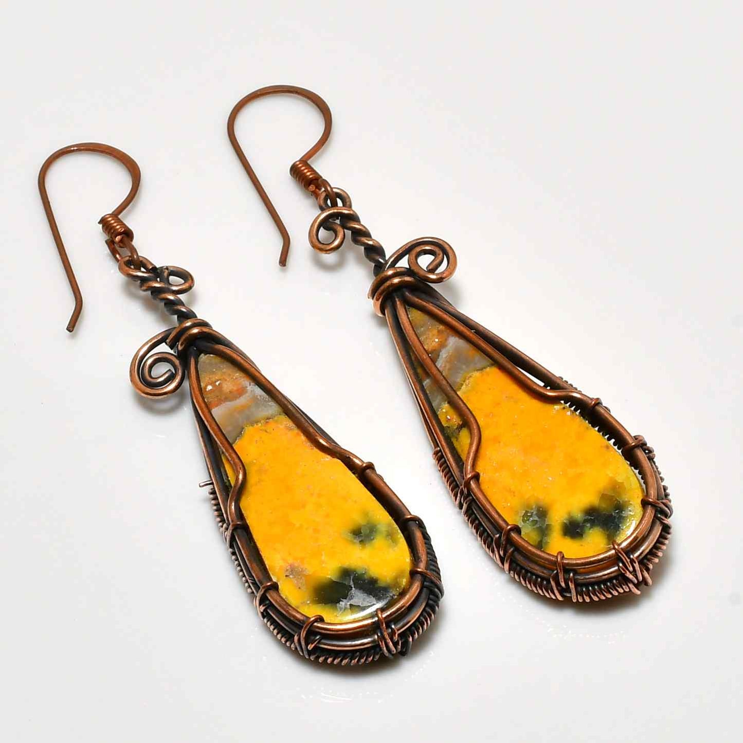 Auric Joy – Yellow & Green Gemstone Copper Earrings