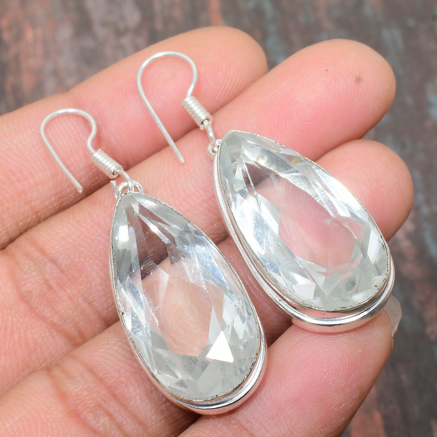 Clarity Cascade – Clear Quartz Sterling Silver Earrings