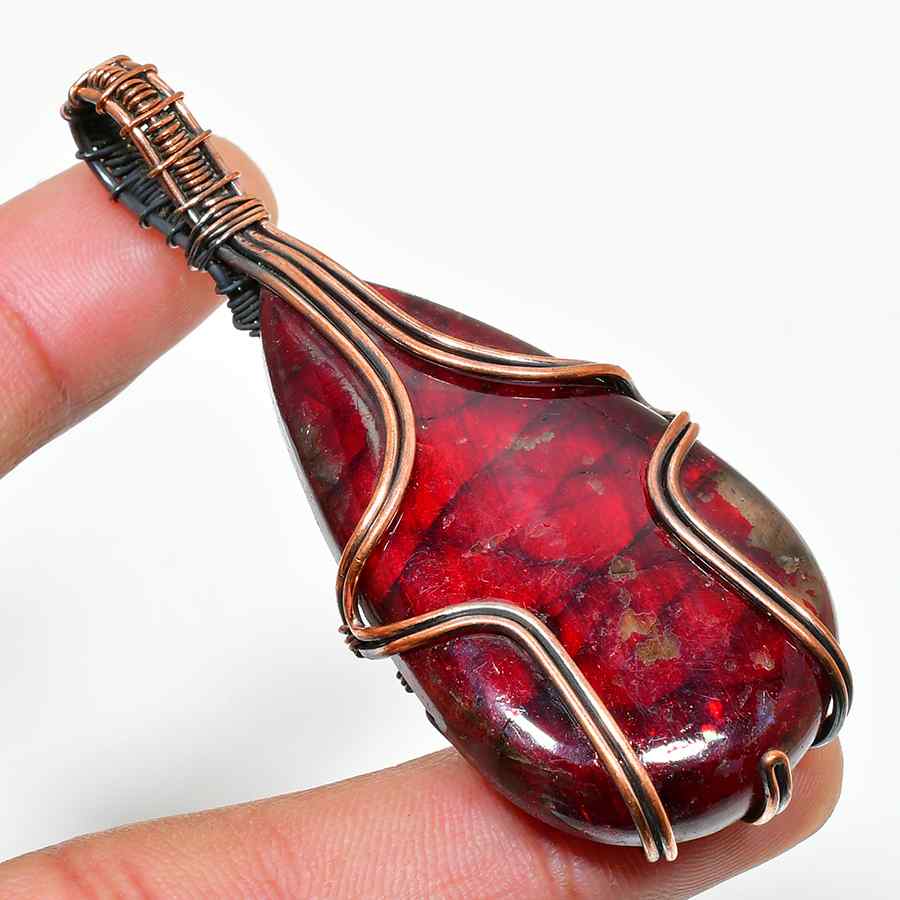 Crimson Guardian – Ruby Copper Pendant