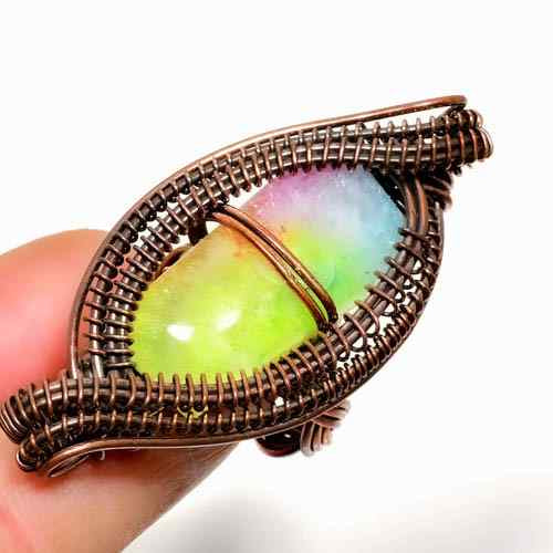 Celestial Whisper – Rainbow Gemstone Copper Pendant